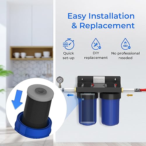 Miniatura 7 de Waterdrop Whole House - Cartucho de filtro de agua para sedimentos de carbono CTO para GE FXHTC, GXWH40L, W10-PR, Culligan RFC-BBSA, 10 x 4.5