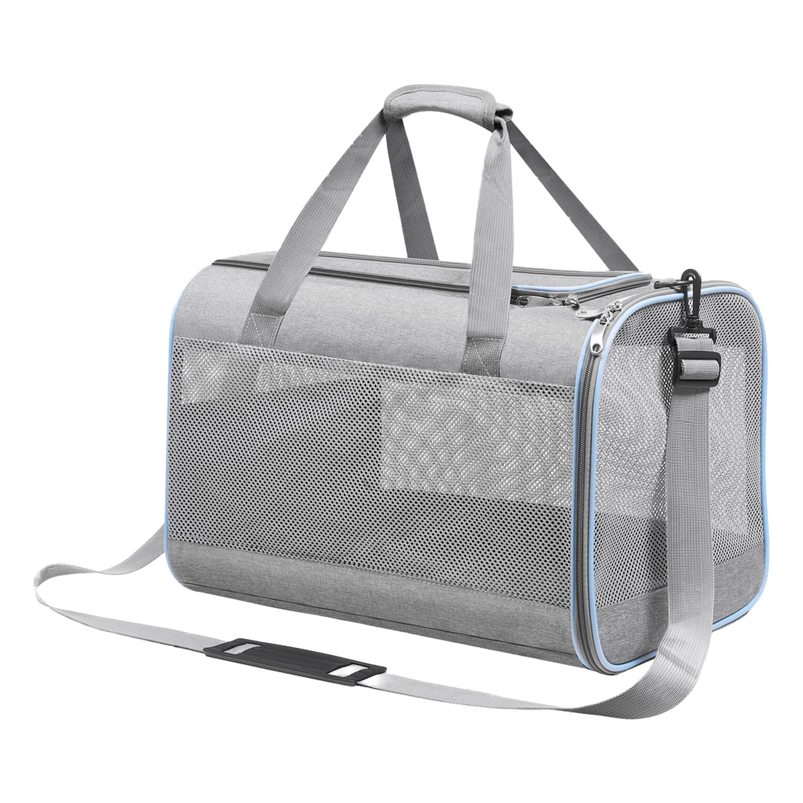 Cinnani Trasportino per Cani e Gatti,Borsa da trasporto per animali domestici portatile e a tracolla, ideale per viaggiare, resistente, durevole e realizzato,grigio