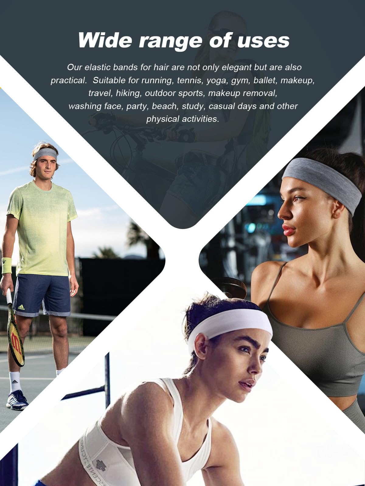 DRESHOW Haarband Damen Sport Dünn Stirnband Damen Baumwolle Haarbänder Elastisch Headband Antirutsch Haarband Yoga Laufen
