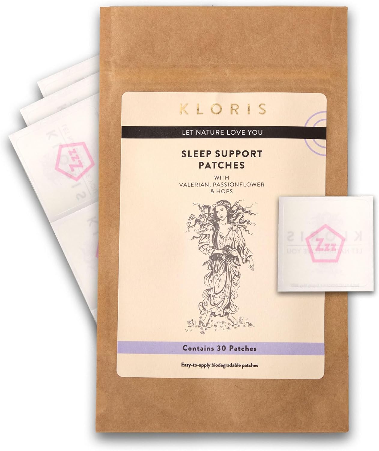 KLORIS Sleep Patches (30 Night Pack) UK Made – for Better Sleep Naturally. No Groggy Mornings. with Hemp, Valerian, Passionflower & Hops. Latex Free, Waterproof, Vegan