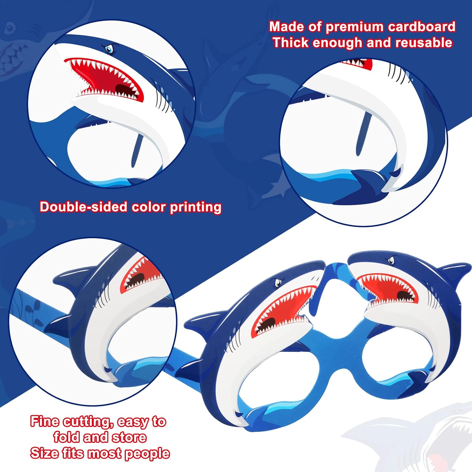 Liliful 32 Pcs Shark Party Eyeglasses Kids Shark Paper Eyeglasses Ocean Sea Glasses Ocean Animal Paper Glasses Photo Booth Props Under The Sea Party Supplies for Kids Boys Girls