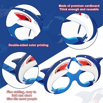 Liliful 32 Pcs Shark Party Eyeglasses for Kid, Ocean Sea Photo Booth Prop