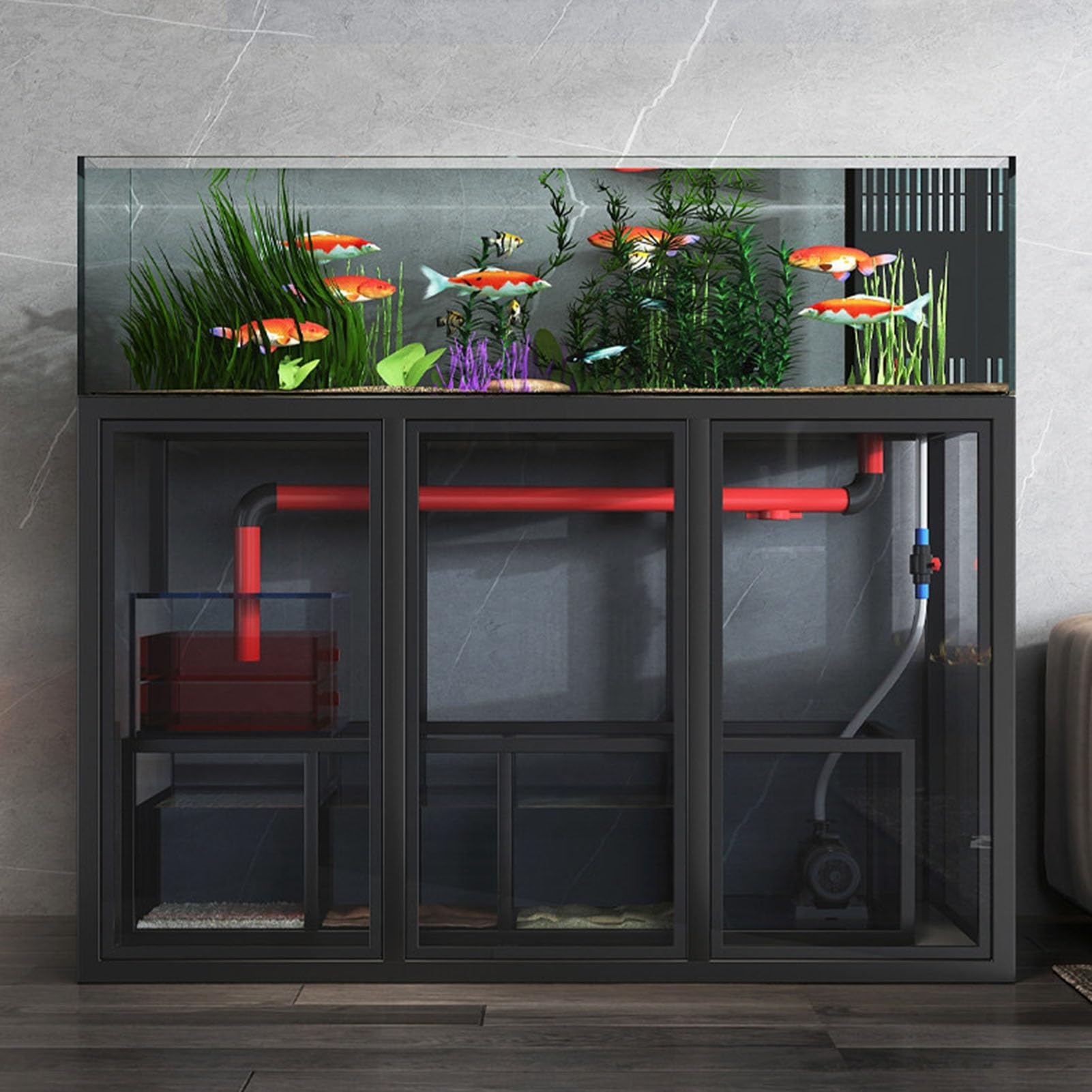 Stojak na akwarium z metalową ramą, stojak do akwarium z drzwiami szafki, dwupoziomowy organizer terrarium do salonu i wejścia