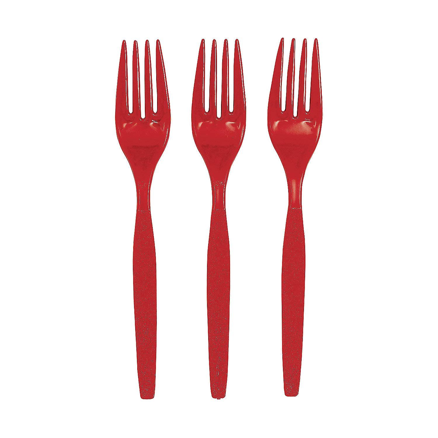 Fun Express - Real Red Plastic Forks (50pc) - Party Supplies - Solid Tableware - Cutlery - 50 Pieces