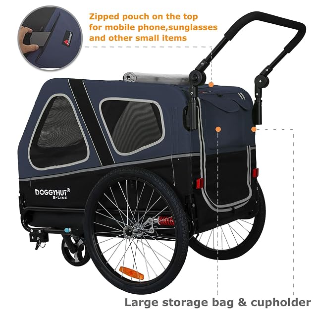 Foto 4 de 8 de Doggyhut S-Line - Remolque para perros y carritos con suspensión 2 en 1 para perros, con suspensión, hasta 45…