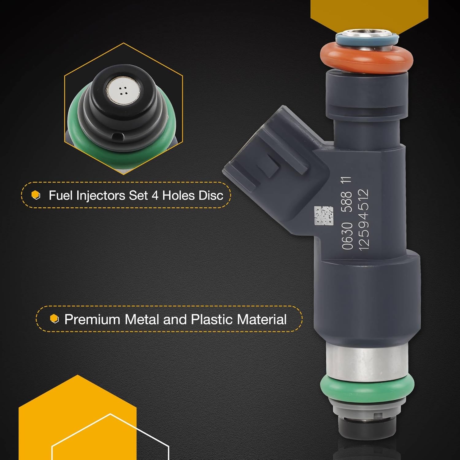 FJ977 Fuel Injector Set 8Pcs 4Holes, Compatible with 2007-2009 Chevrolet GMC Tahoe Suburban Avalanche Silverado Express 1500 Yukon Savana 1500 Sierra 1500 5.3L V8 Engine, Replace# 217-2436