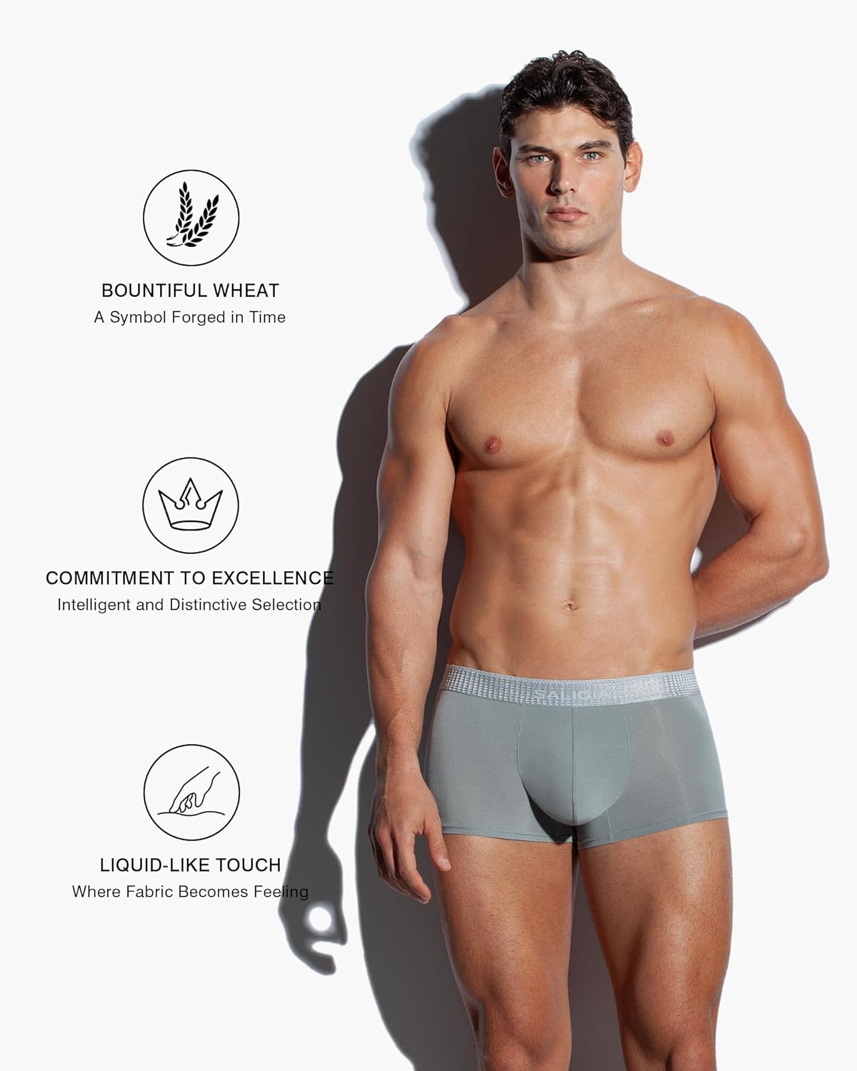 SALIGIA Men’s Trunks Underwear Sexy, Tag-Free & 60s Luminous Modal-Cotton Blend Boxer Briefs with No-Fly Pouch 3-Pack - Image 2