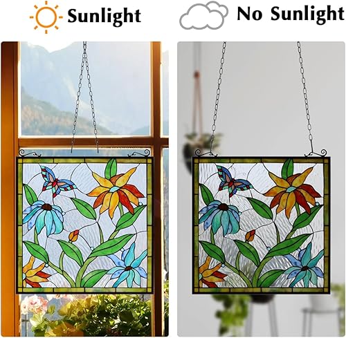 Miniatura 6 de Kleeglee Colgantes de vitrales, paneles de ventana hechos a mano con vitrales para decoración de ventanas..