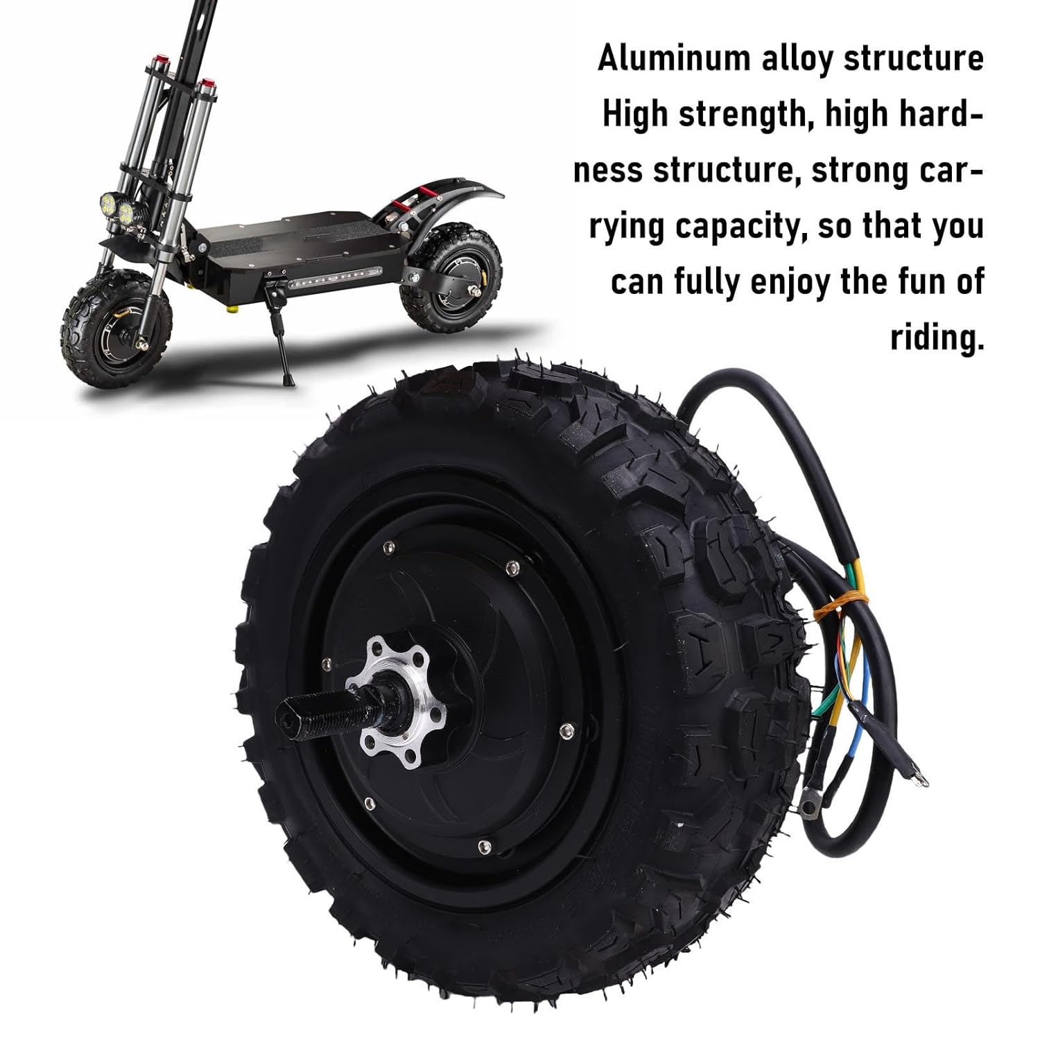 11 Inch Wheel Hub Motor Double Hall 48V-72V 2000W-5000W High Power Brushless Vacuum Tire Hub Motor for Electric Motorcycle Scooter