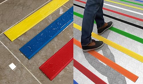 Miniatura 2 de LVLONG Tira de transición de plástico para bordes de alfombra con ranura antideslizante, rampa de seguridad para interiores y exteriores, protector