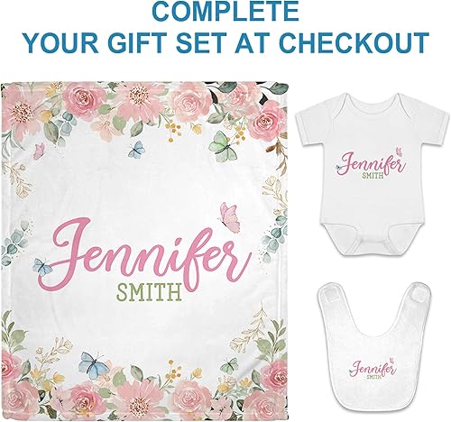 Vista 7 de Hyturtle Mantas de bebé personalizadas para niñas, mantas de bebé personalizadas para niñas, manta de bebé rosa floral, el mejor regalo para bebé
