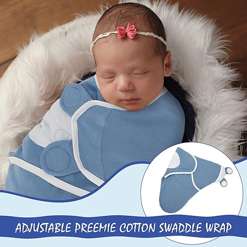 Miniatura 5 de 2 unidades de manta para envolver al bebé prematuro ajustable para bebés prematuros (azul, verde)