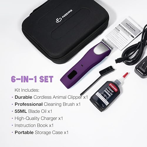 Miniatura 7 de Cortapelos profesionales para perros para aseo  Kit de aseo de mascotas con hoja desmontable de 2 velocidades para abrigos gruesos y rizados,