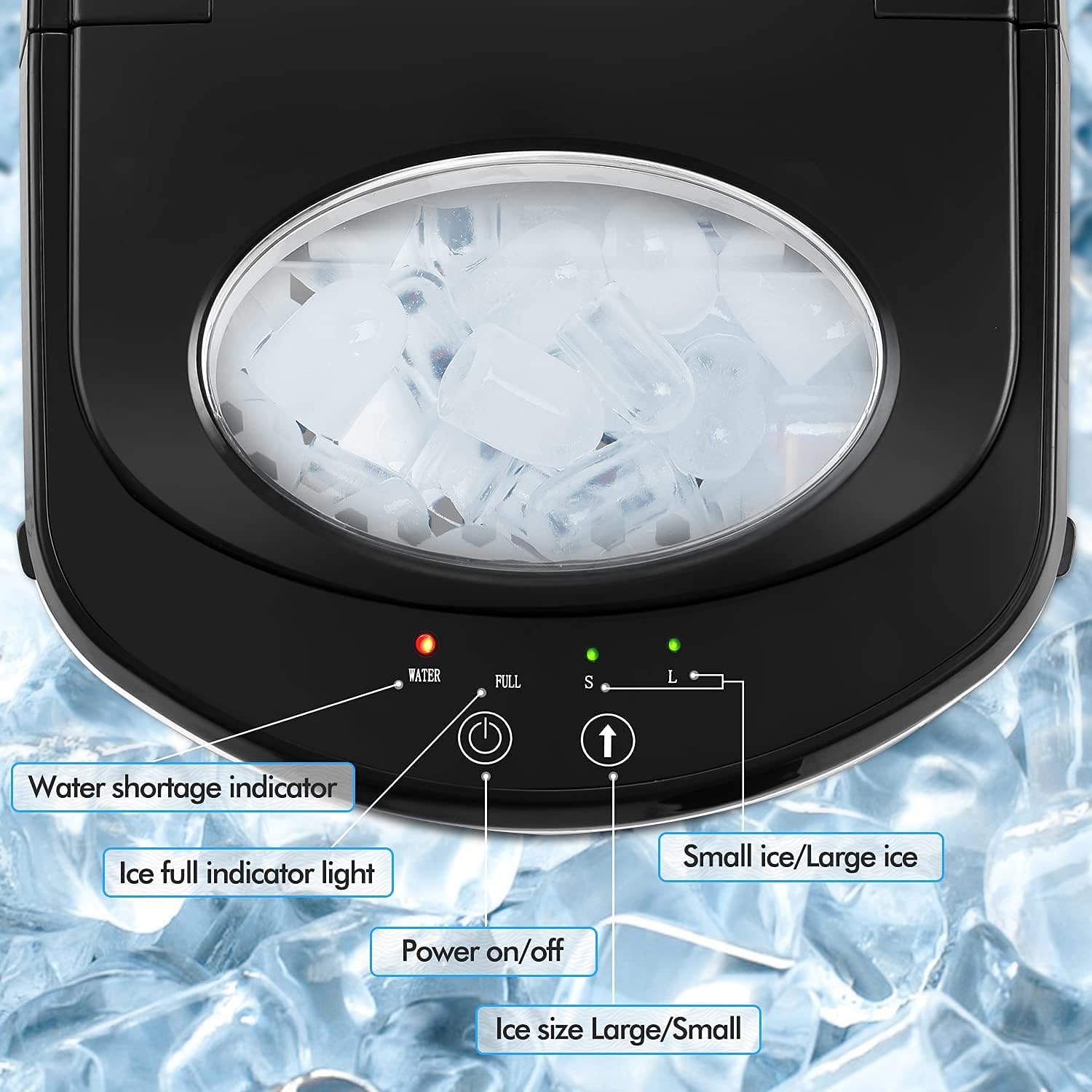 Protable Ice Makers Machine for Countertop with Scoop and Basket, 9 Ice Cubes Ready in 6-8 Mins