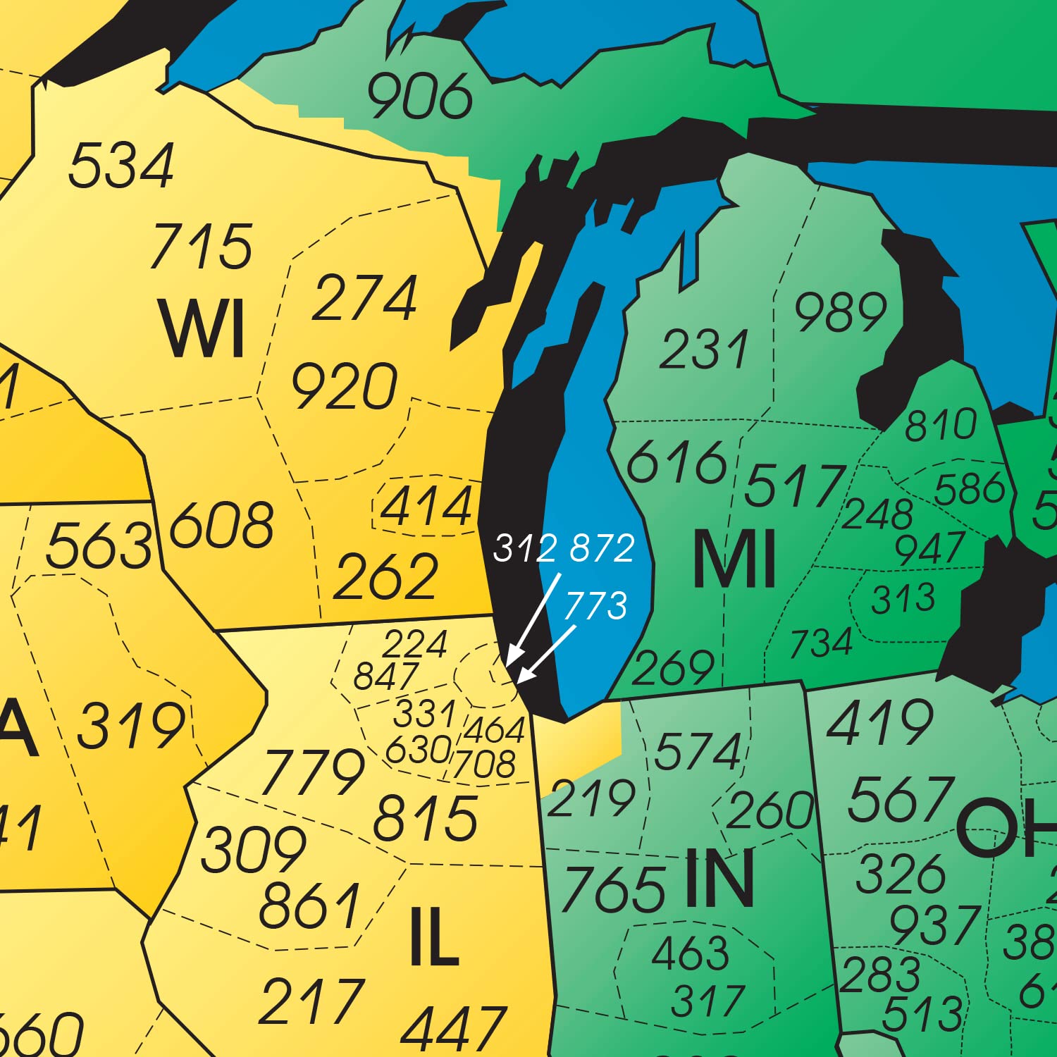 北米 サテン仕上げ フルカラー タイムゾーン エリアコードマップ リバースルックアップ 3サイズから選択