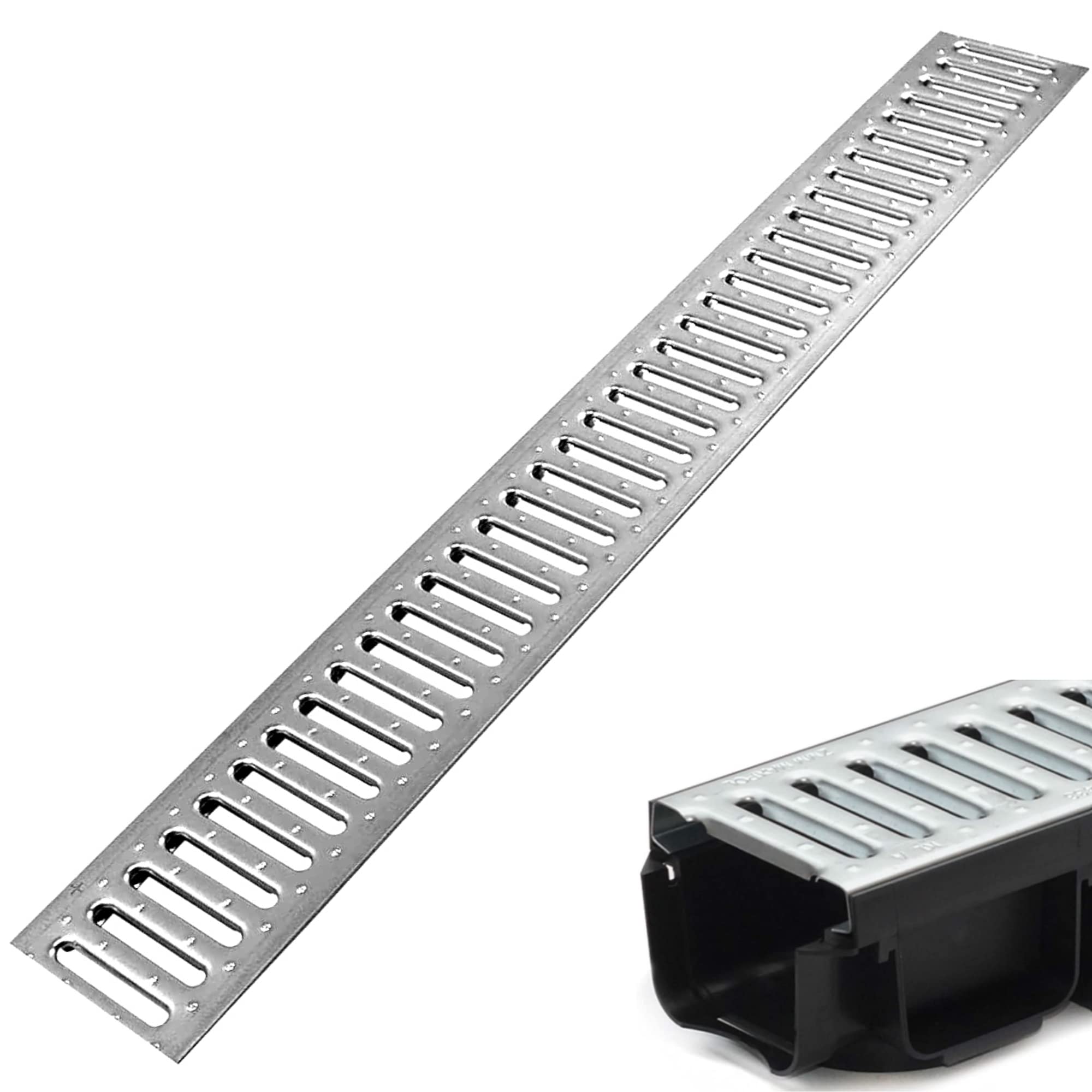Megaastore Stahlverzinkt Sanierungsrost Ersatzrost für Rinne, Entwässerungsrinne (3 Meter)