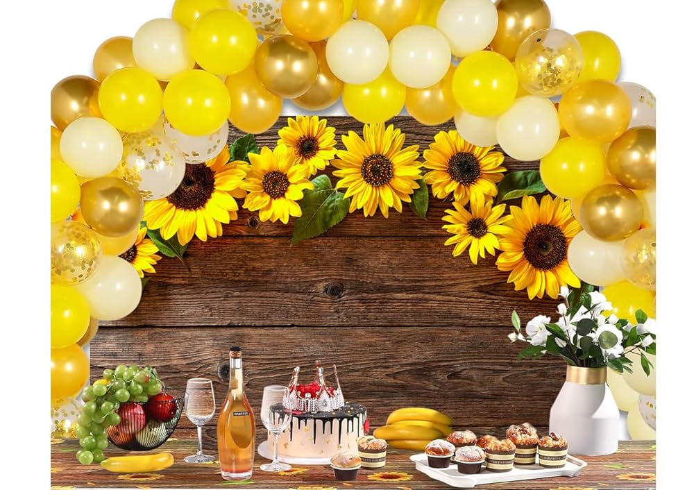 Amazon | LTLYH 10x8フィート ひまわり ブラウン 木製背景幕