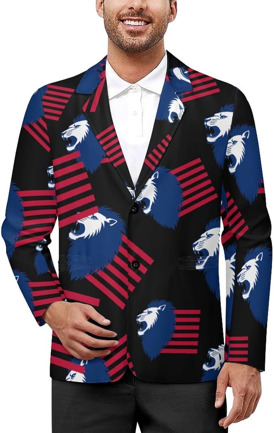United States Lion Flag Fashion Blazer for Men Suit Jackets Lightweight Button Lapel Sport Coats