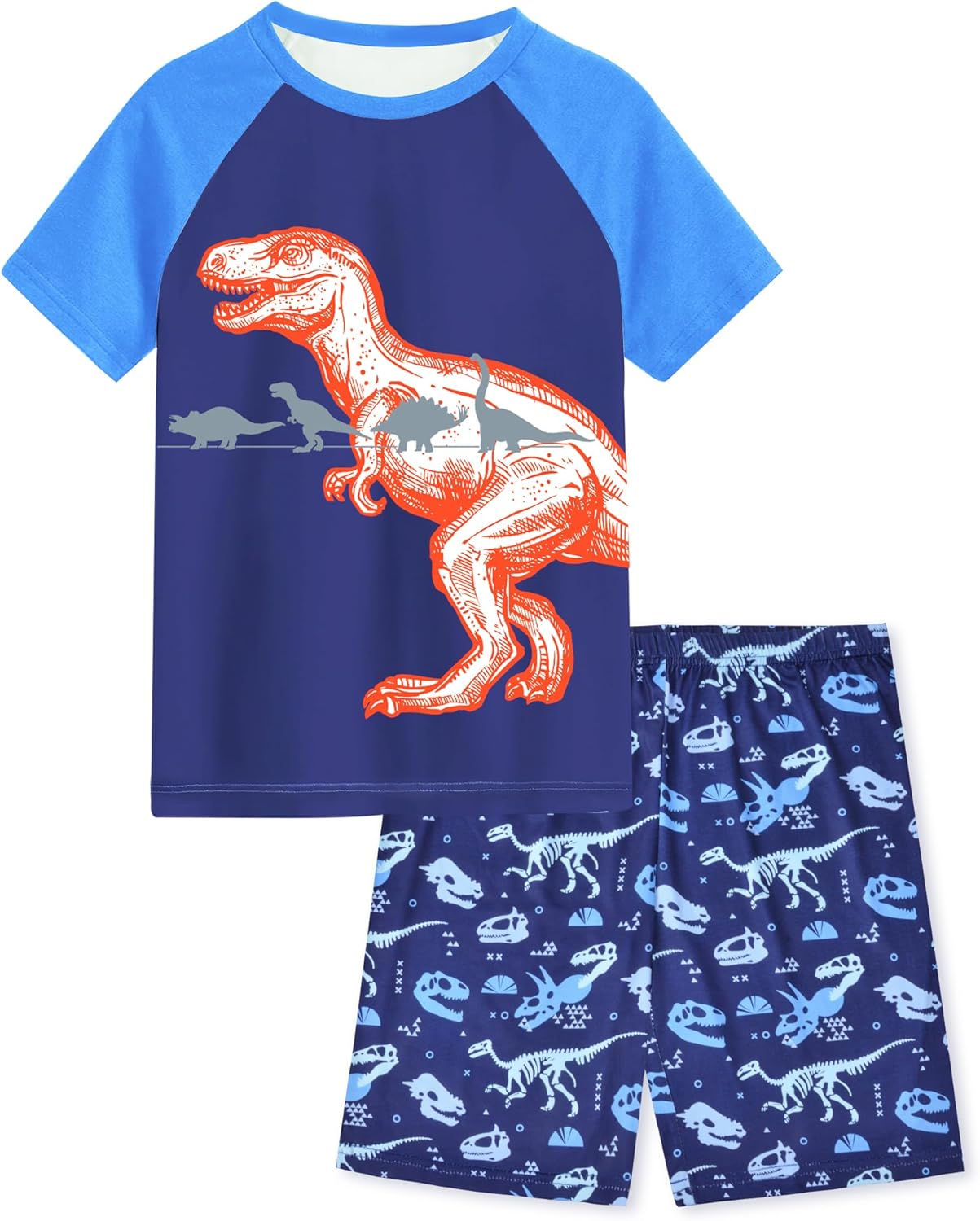 Fiodrimy Boys Pajamas Toddler Boys Summer Pajamas Dinosaur 2 Piece Short Sleeves Boy Pjs Kids Sleepwear Size 3-8 Years