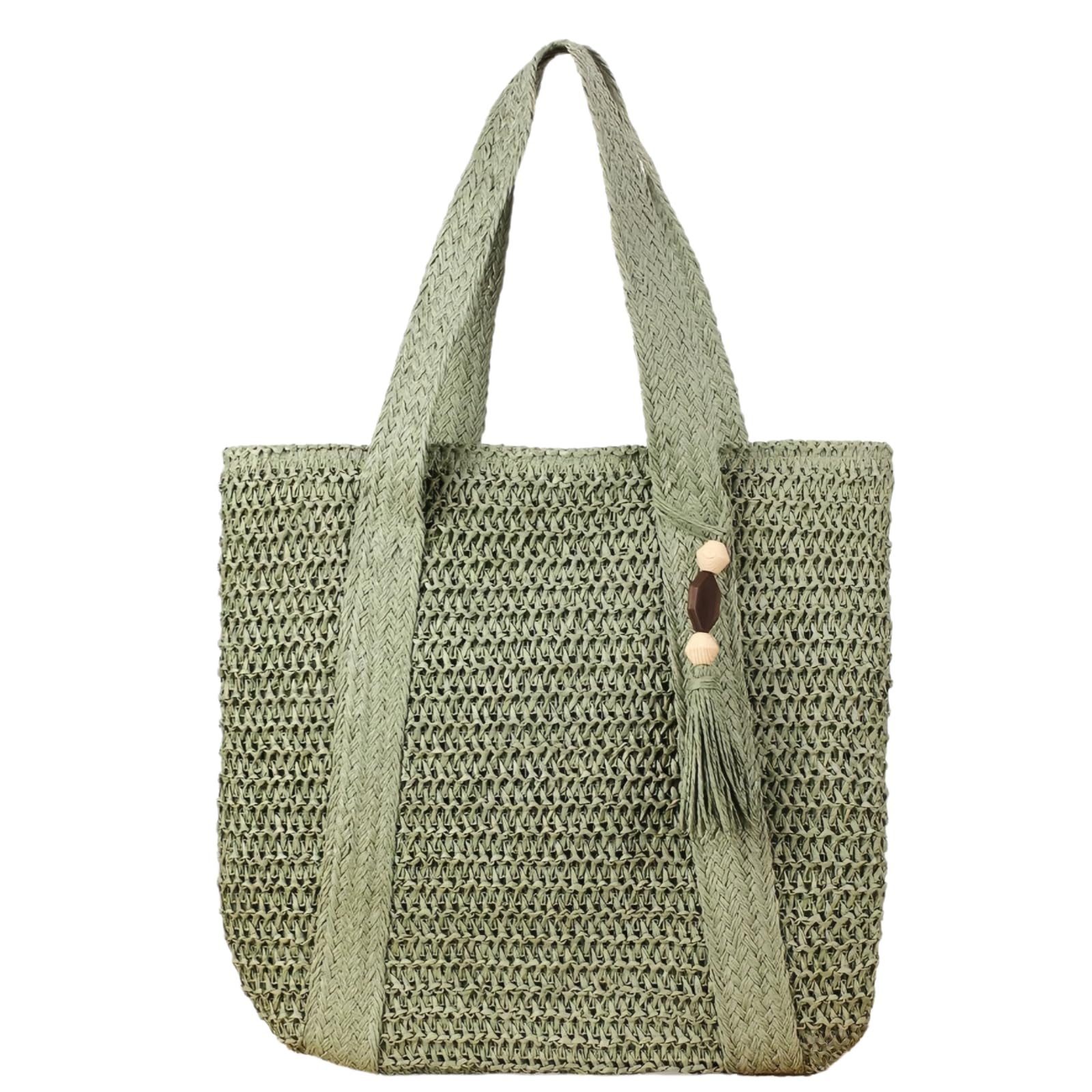 EBZFASO Polyester Straw Weave Shoulder Tote