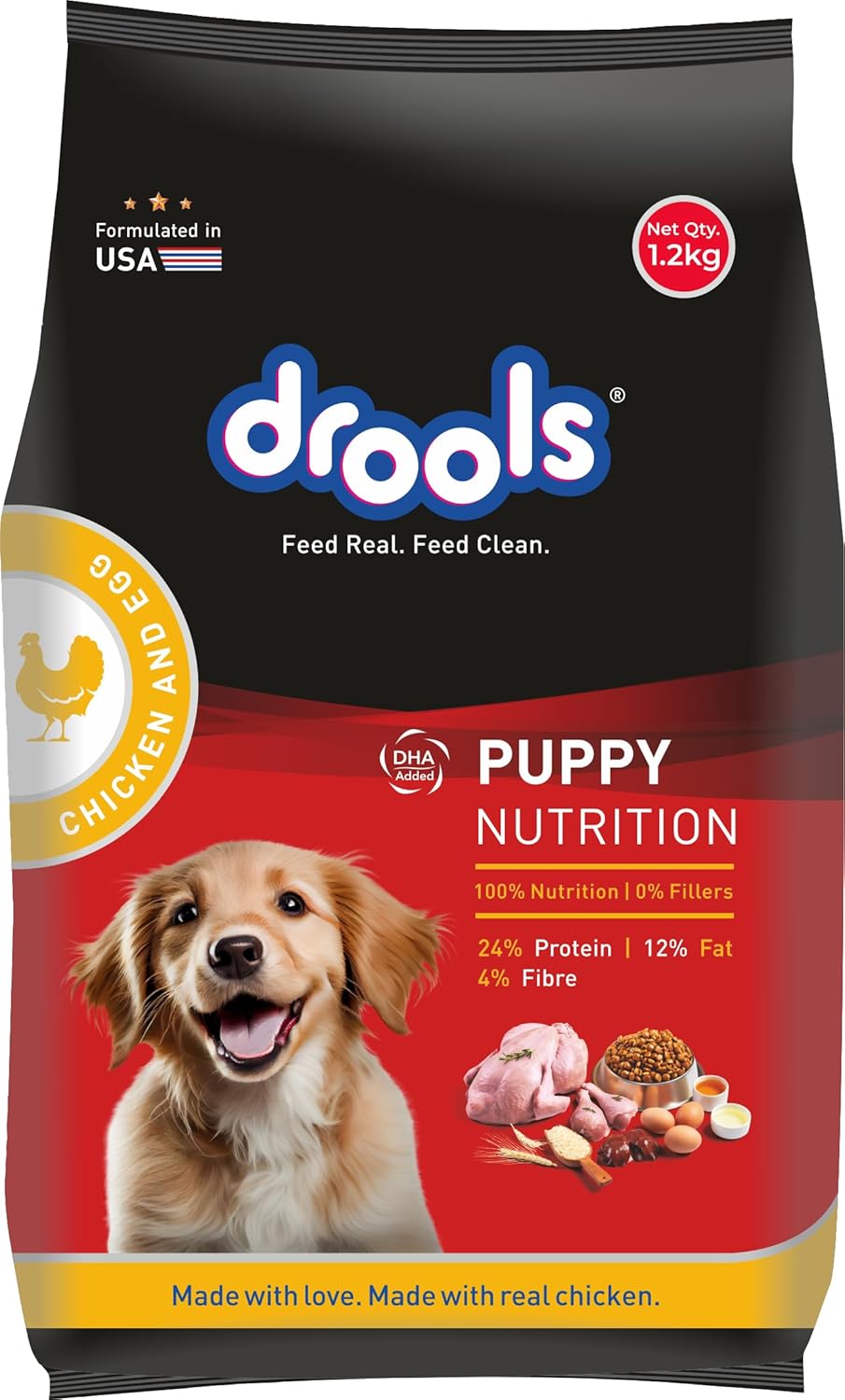 Drools Puppy Dry Dog Food, Chicken and Egg Flavor 1.2Kg Pack Drools Puppy Dry Dog Food, Chicken and Egg Flavor 1.2Kg Pack