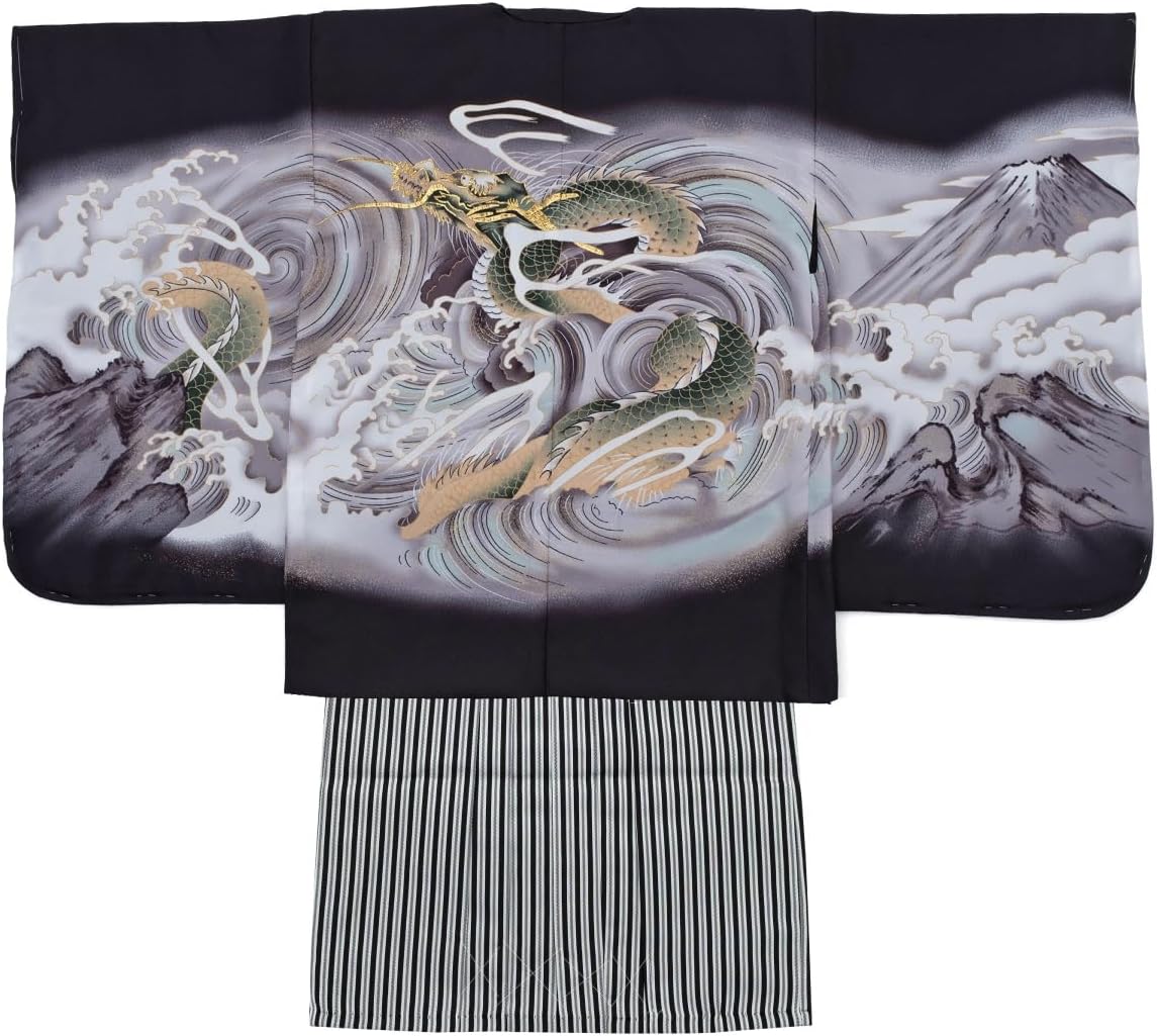 Amazon | 七五三 着物 男の子 五歳 13点フルセット 羽織袴セット 龍 竜