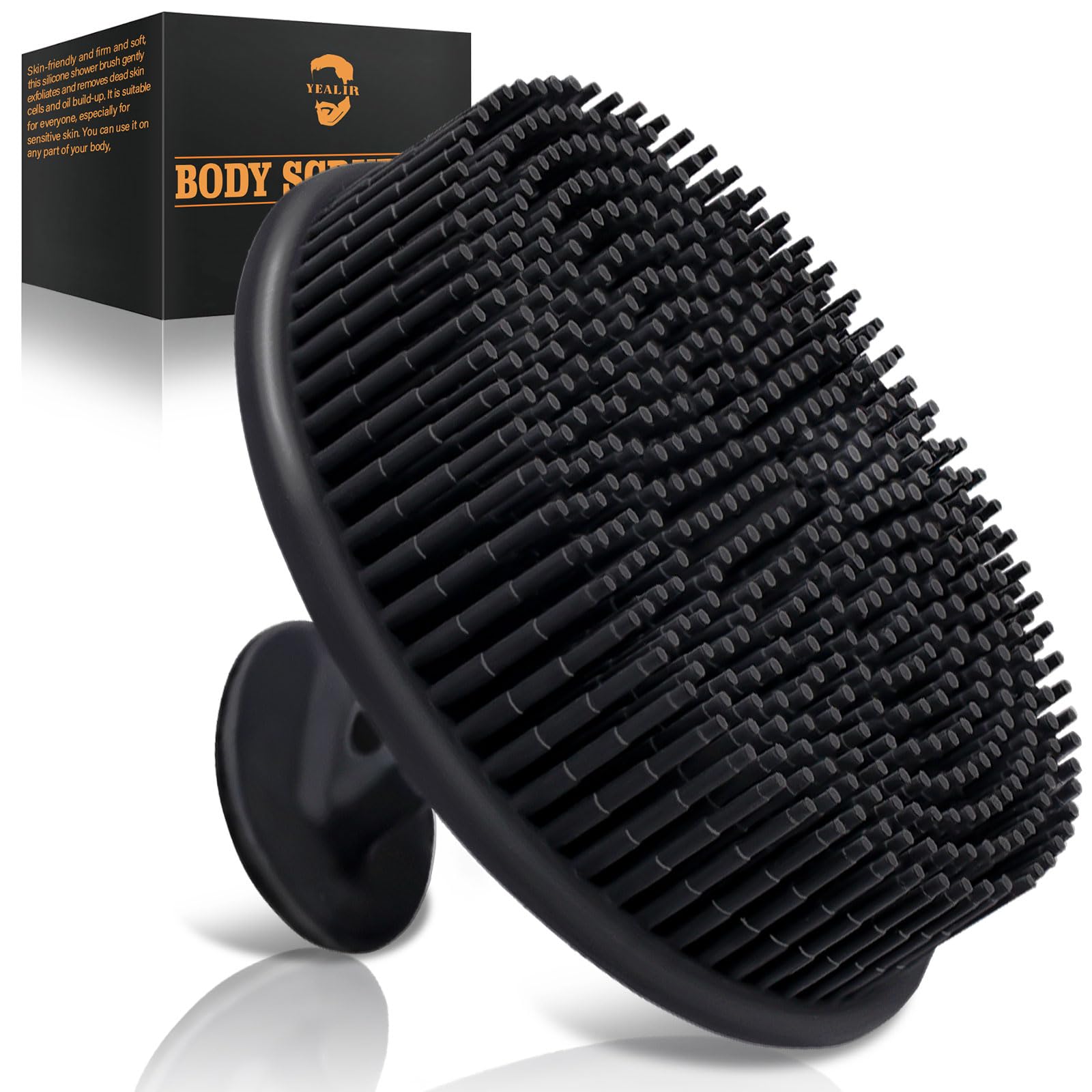 Mens Christmas Gifts, Silicone Body Scrubber, Face Scrubber for Exfoliating & Cleaning, Lather Well, Ergonomic No-Slip Handle, Long-Lasting, Body Scrubber Shower Brush for All Kinds of Skin