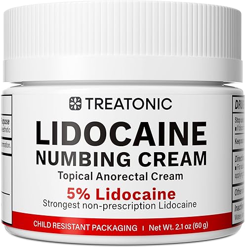 Crema anestésica tópica de lidocaína al 5%: Crema adormecedora de máxima concentración para alivio del dolor, picazón, ardor, dolor, hemorroides