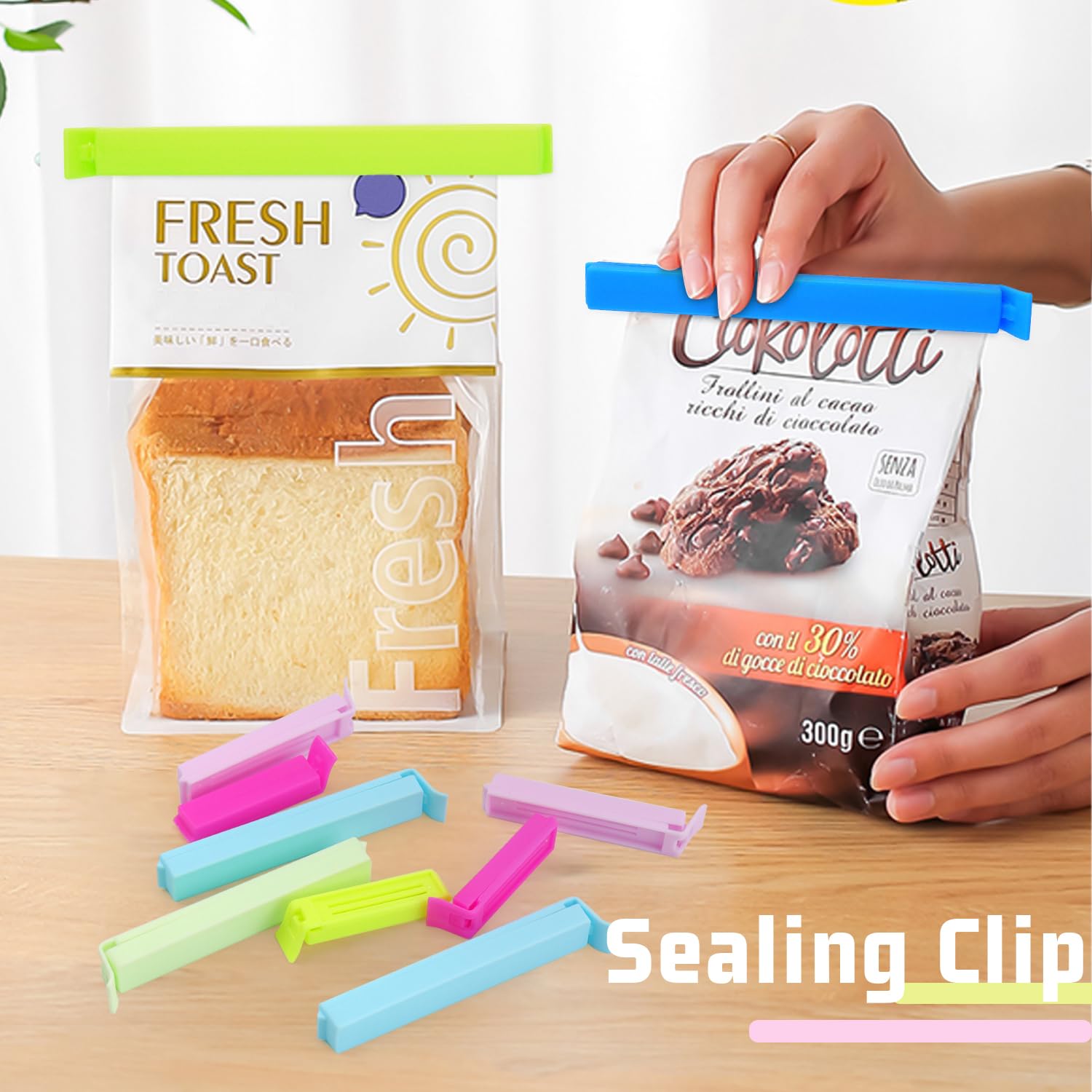 Pince Sachet Alimentaire Clips Fermeture Sache En Plastique Pince à Sachet Plusieurs Couleurs 6/8/11/14cm Clip Fermeture Cuisine Réutilisable Pour Bonbons Noix Snack 30 Pcs