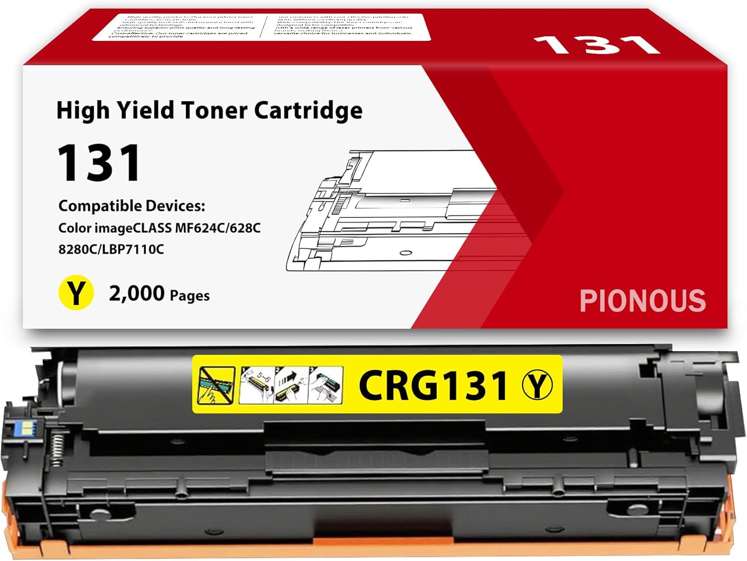 1-Pack 131 131H Yellow Toner Cartridge Compatible Replacement for Canon CRG131 CRG-131 Toner, Works with ImageCLASS MF624C, MF628C, MF8280C, LBP7110C Printers