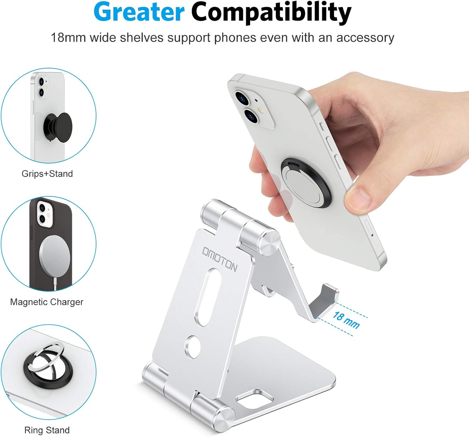 Limited Foldable Cell Phone Stand, OMOTON C4 Portable Aluminum Phone Holder, Adjustable Phone Dock Cradle Compatible with iPhone 13/12/11 Pro Max, Samsung Galaxy, Small Tablets and Other Phones, Silver Discount 70% Foldable Cell Phone Stand, OMOTON C4 Portable Aluminum Phone Holder, Adjustable Phone Dock Cradle Compatible with iPhone 13/12/11 Pro Max, Samsung Galaxy, Small Tablets and Other Phones, Silver