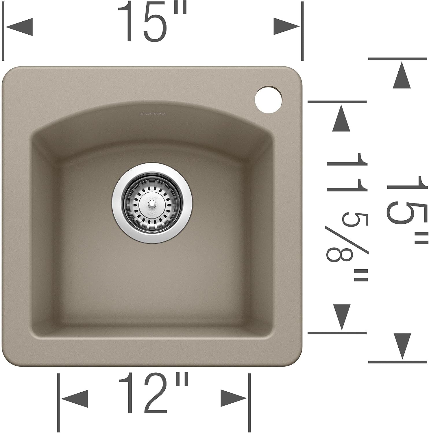 Buy 1 get 1 BLANCO, Truffle 441295 DIAMOND SILGRANIT Drop-In or Undermount Bar Sink, 15 X 15