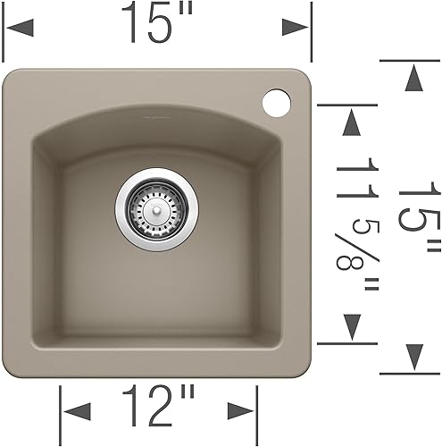 Miniatura 18 de BLANCO 443070 Diamond Silgranit - Fregadero de barra para empotrar o empotrar, color blanco suave