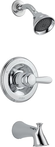 Delta Faucet Lahara Serie 14 - Kit de molduras para bañera y ducha de un solo mango, grifo de ducha con cabezal de ducha de 5 pulverizaciones,