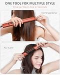KUSNCA Lève-cheveux, Lisse-cheveux professionnel plat en fer et curler 2 en 1, Céramique Négatif Lève-cheveux Ion, Lisse-voyage double tension, fonction anticalcaire avant, LCD 230°F-450°F, 1 Inch (Rouge)