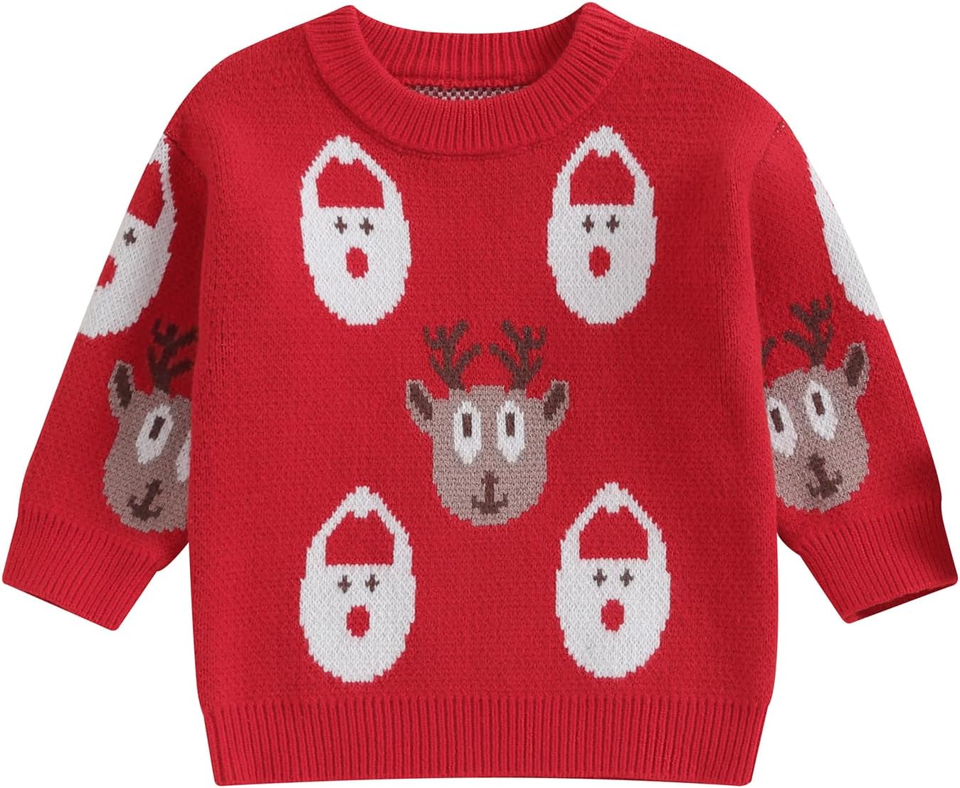 Newborn Baby Girl Boy Merry Christmas Knit Sweater Tops Round Neck Long Sleeve Pullover Sweatshirt Fall Winter Clothes