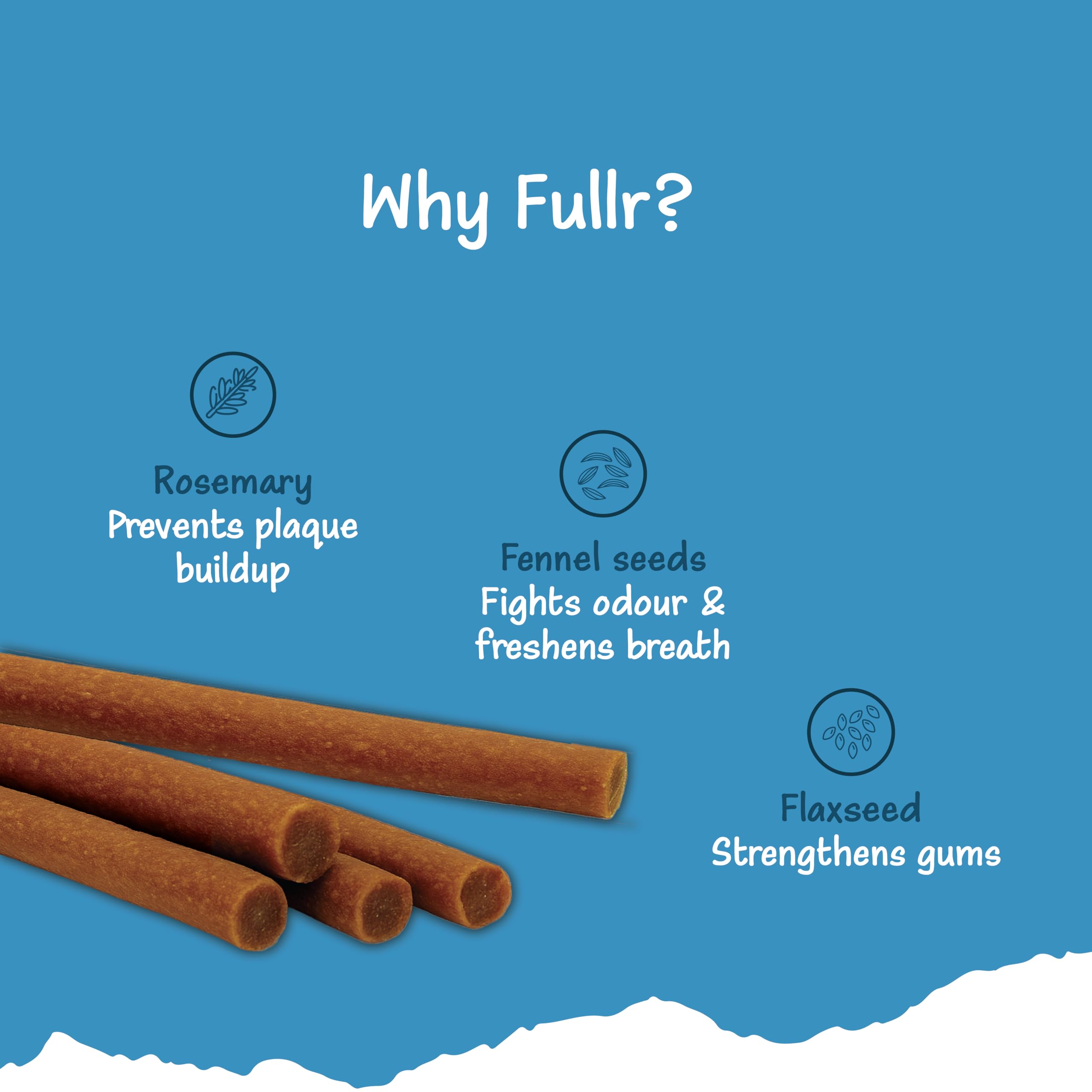 Fullr Dental Care Dog Treats | Soft & Chewy Sticks with Rosemary & Fennel | Supports Oral & Gum Health | Reduces Plaque & Tartar| Freshens Breath | Healthy Treats for All Breeds & All Life Stages, 70g 2