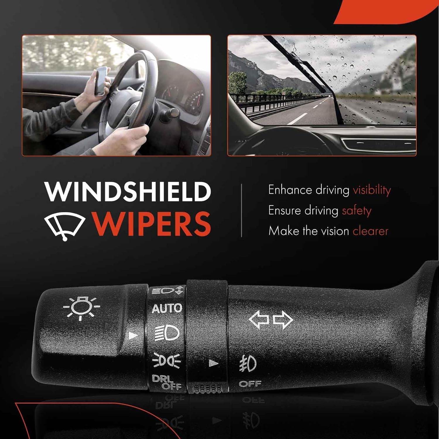 A-Premium Turn Signal Switch, Headlight Dimmer (Auto), Parking Fog Light Multifunction Switch Lever Compatible with Hyundai Elantra 2013 2014 2015 2016