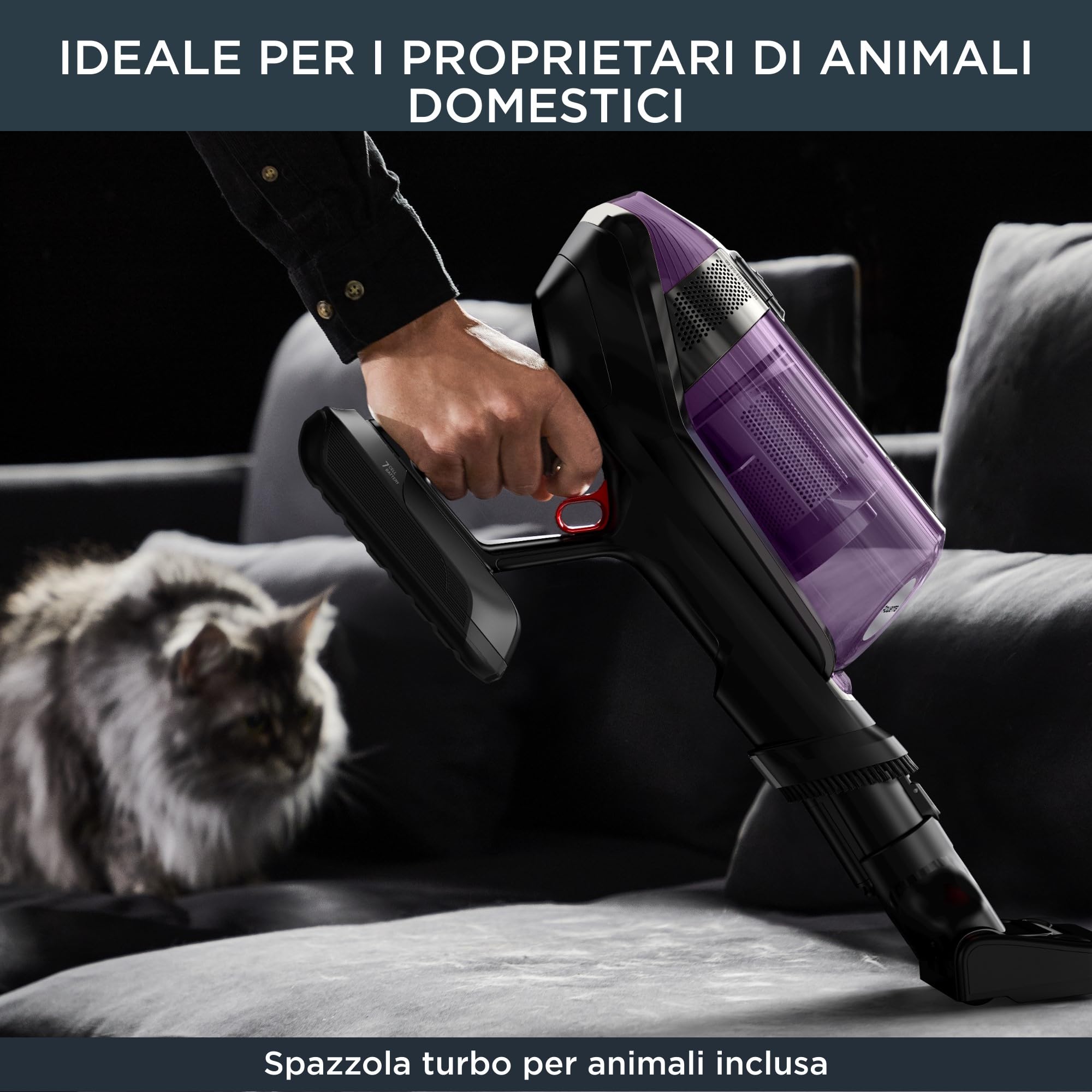 Rowenta X-Force Flex 12.60 Allergy, Aspirapolvere Senza Fili Potente con Regolazione Automatica della Potenza, Display, Stazione di Ricarica, Autonomia Fino a 45 Min, 150 AirWatt, RH98A0