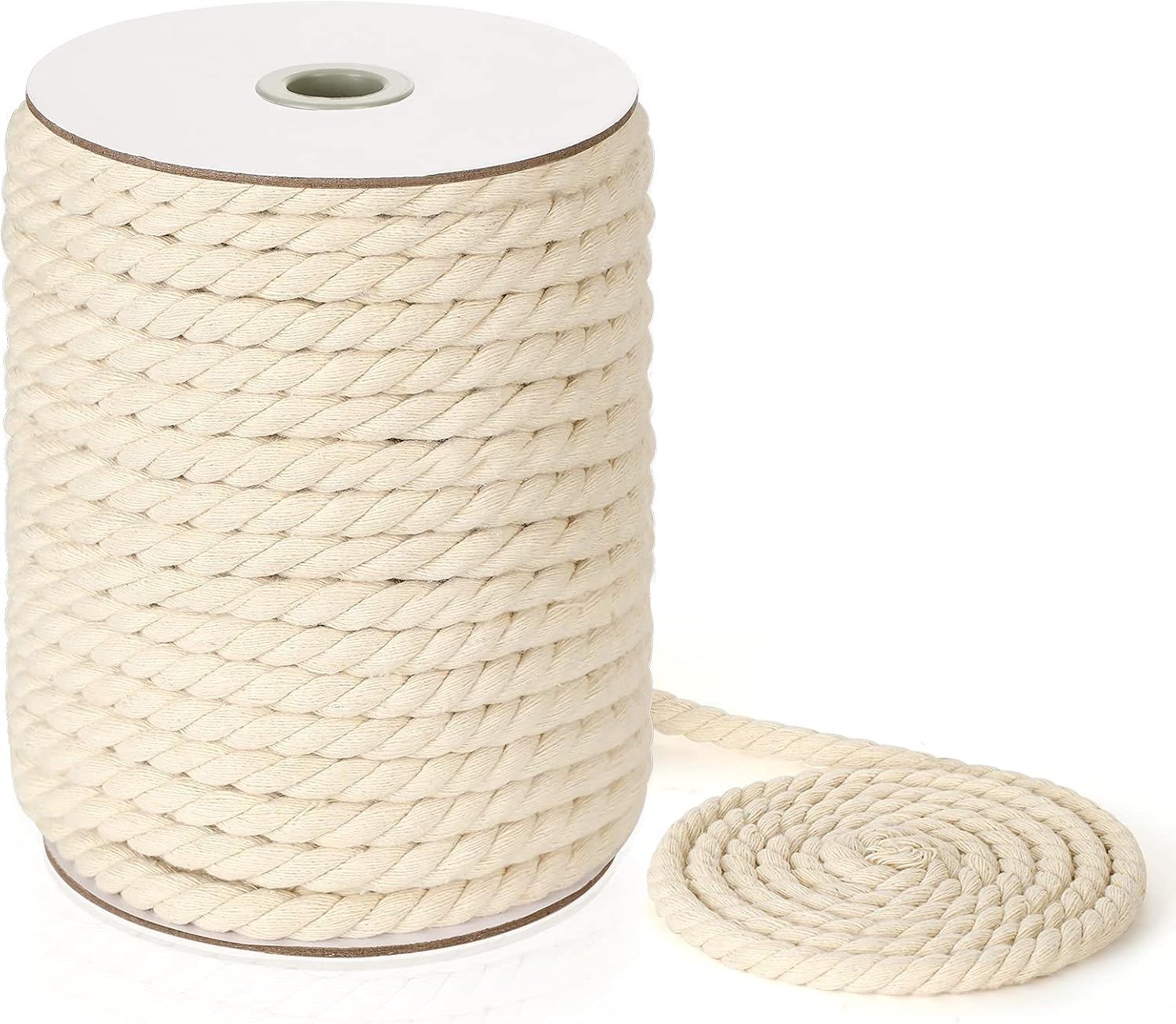 Macrame Cord 6mm x 175yd | 100% Natual Cotton Macrame Rope | 3 Strand Twisted Cotton Cord for Handmade Plant Hanger Wall Hanging Craft Making
