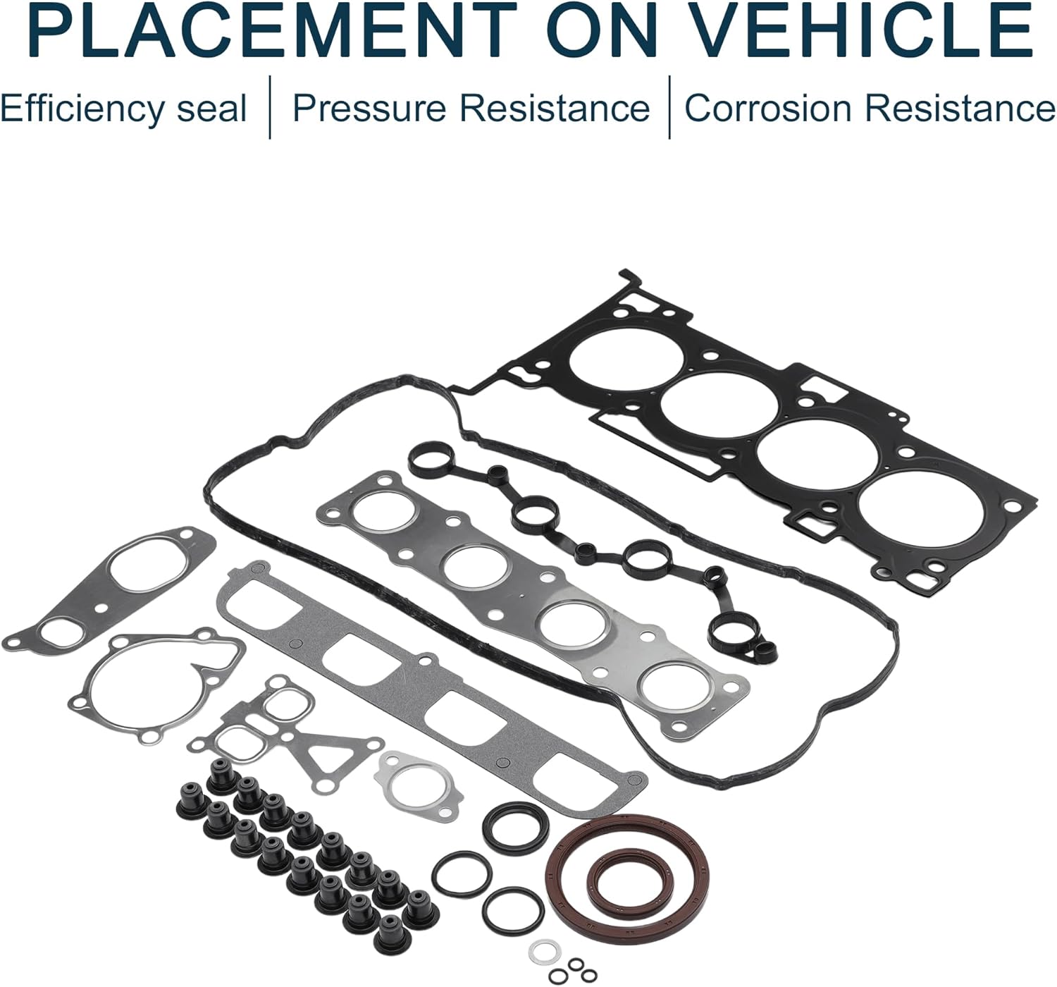 HS26333PT Cylinder Head Gasket Kit for Hyundai Sonata 2.4L 2006-2009 for Kia Optima 2.4L 2006-2009 Efficiency Seal No.2091025B00 Engine Engine Valve Gasket Set Black 1 Set