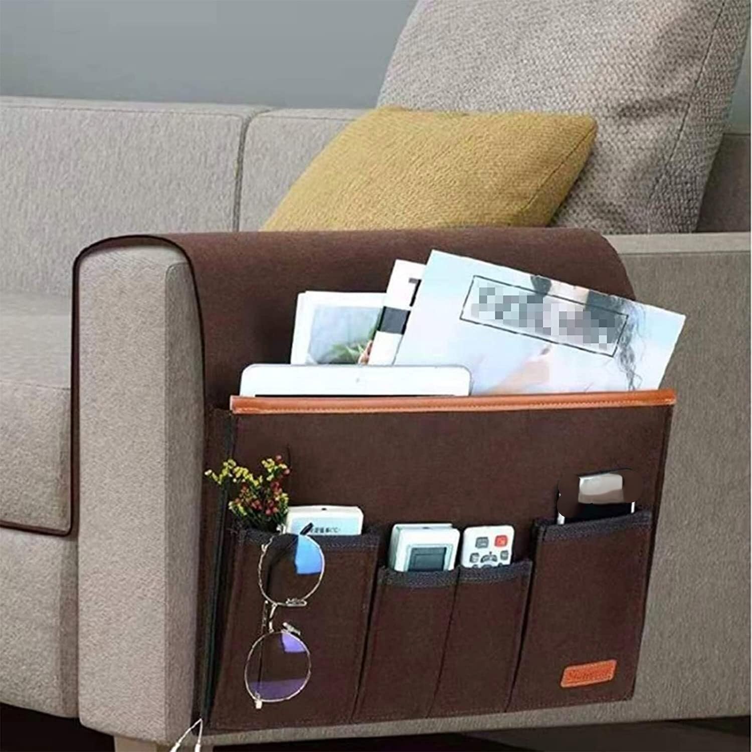 Bolsa de almacenamiento para reposabrazos de silla de sofá, Organizador de reposabrazos for silla de sofá con 5 bolsillos, soporte for mando a distancia, bolsa de almacenamiento for sofá reclinable(Co