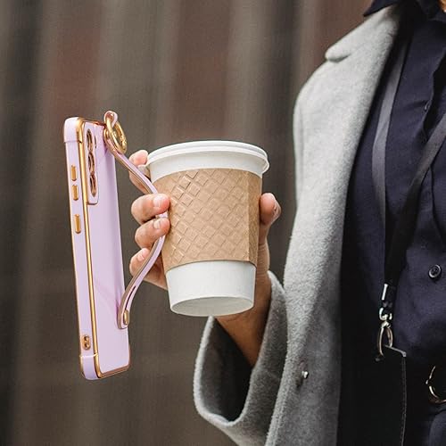 Miniatura 4 de RALEAVO Funda para Samsung Galaxy S21 Plus con pulsera con soporte chapado en soporte, funda delgada y brillante para teléfono, TPU suave a prueba