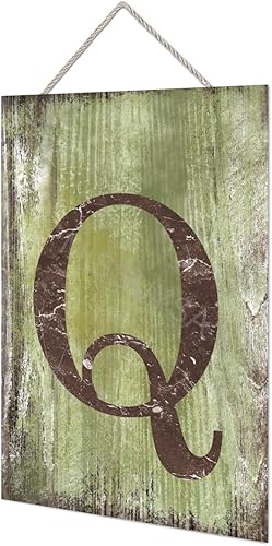 Vista 207 de Letrero colgante de madera con letra J, letrero de madera para decoración del hogar, 26 letras del alfabeto de metal, placa de madera, decoración