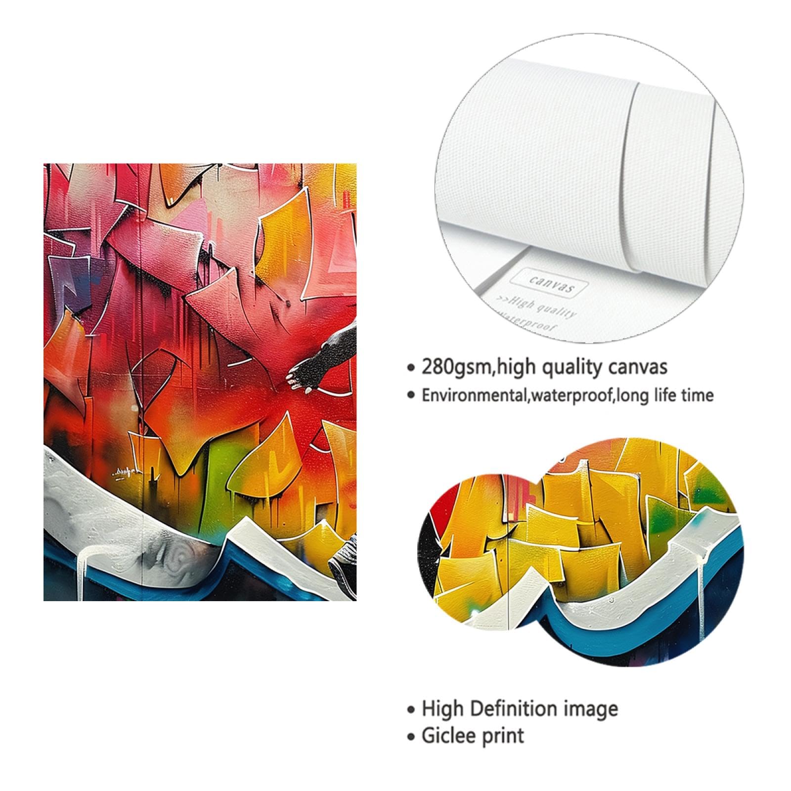 UIRINGART Hip Hop Stile Tela di Canapa Arte Della Parete Sport Tema Stampa Della Tela Decorazione Della Parete Strada Graffiti Poster Artwork per Teen Camera Da Letto 80x120cm Innerframe