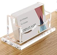 Vista 2 de PARTSPOWER Paquete de 2 soportes acrílicos para tarjetas de visita para escritorio, soporte de exhibición horizontal transparente para tarjetas