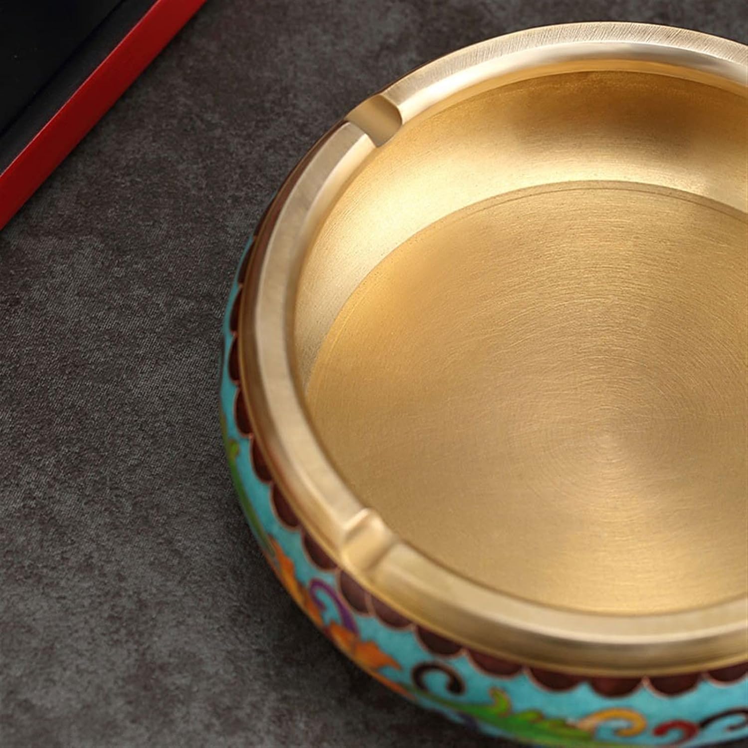 Ash Tray Large Copper Ashtray Retro High-end Light and Luxurious Ashtray Personalized Hand-Painted Pattern Home Furnishings Outdoor Ashtray (Color : A)