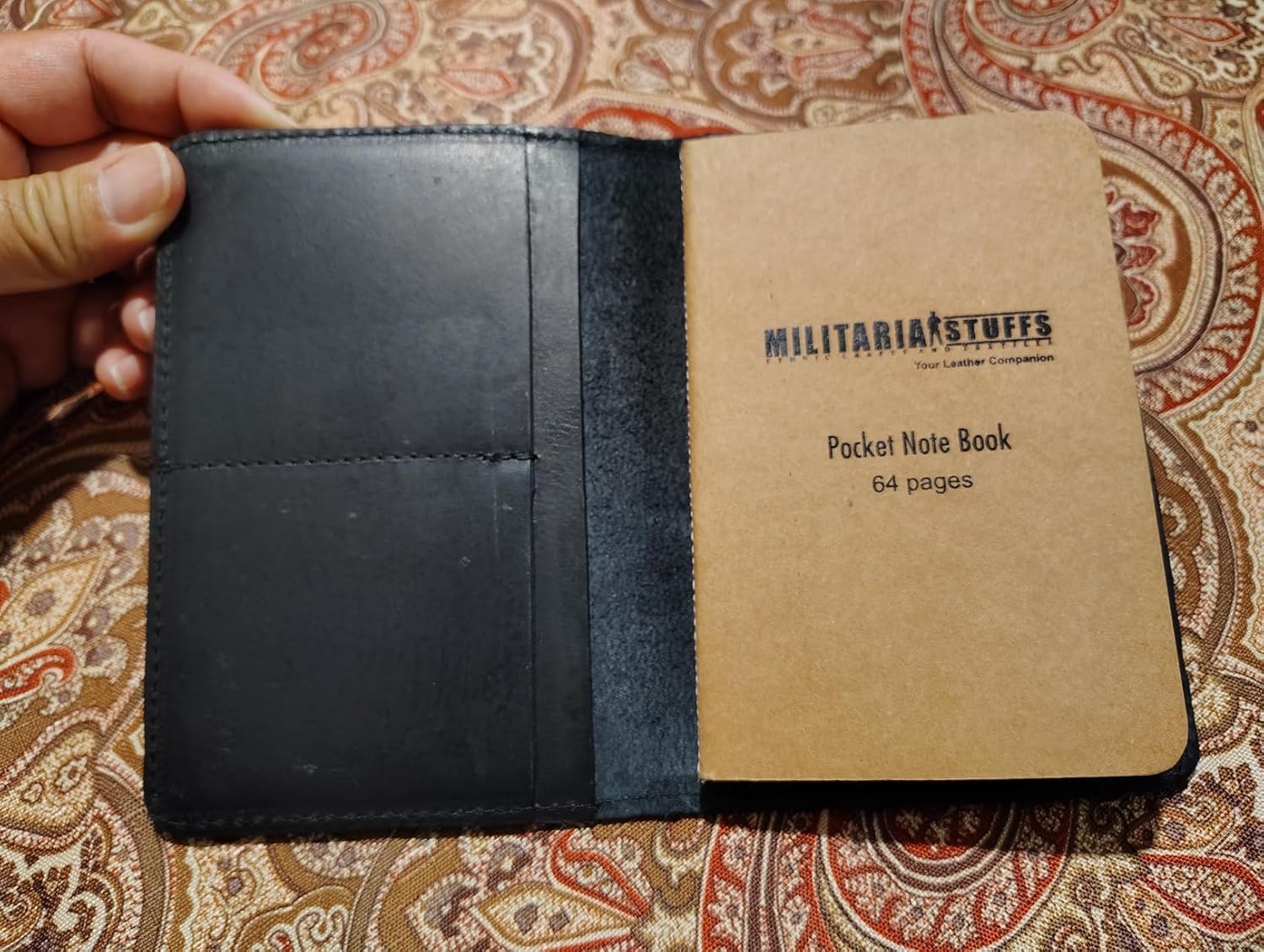 Leather Journal Cover for Field Notes, Notebook Cover for Moleskine Cahier, Vintage Leather Cover 3.5" x 5.5" Notebooks, Refillable Travelers Notebook, Full Grain (Black)