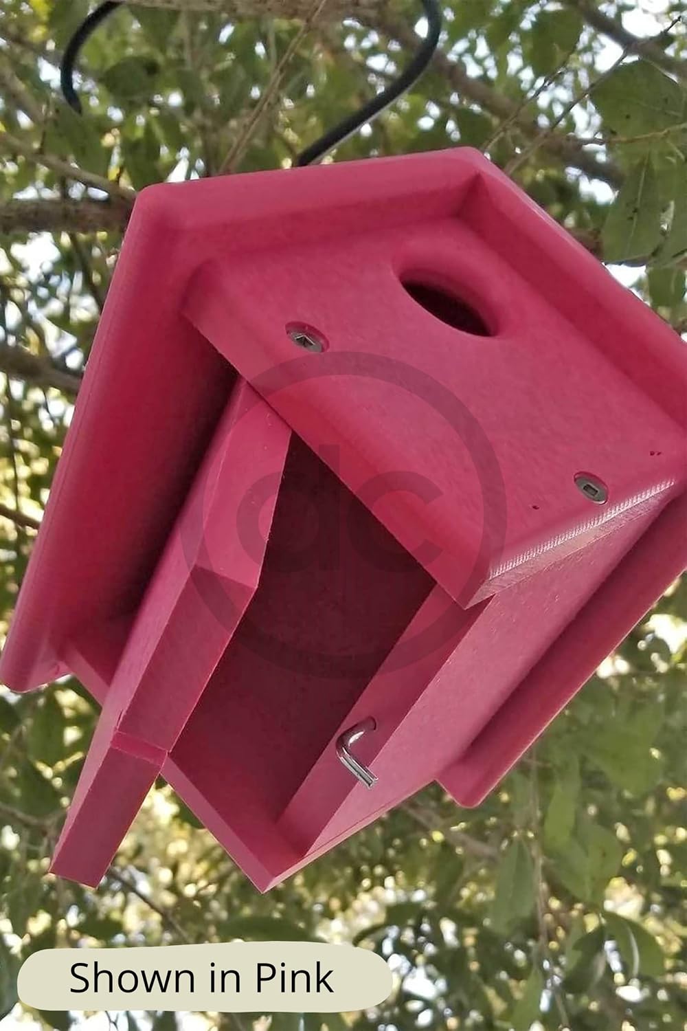 DutchCrafters Plastic Poly Small Diamond Wren Hanging Bird House, Outdoor Bird Nesting Box, Shelter - Amish Made in USA (Turf Green & Bright Cedar)