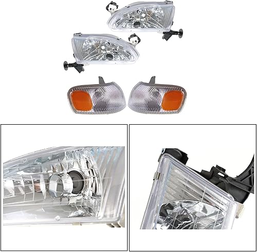 Miniatura 2 de Paquete de 2 faros delanteros cromados halógenos de repuesto para el lado del conductor y del pasajero para Corolla 1998-2000